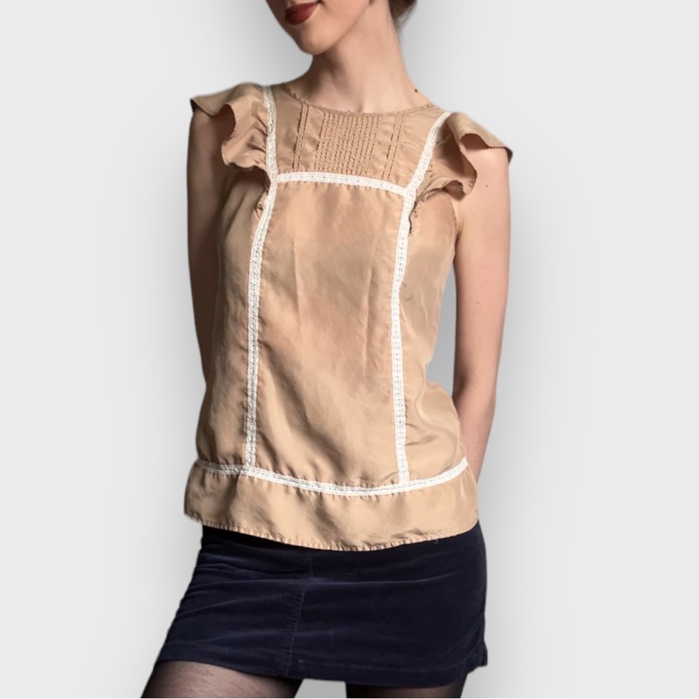 Gap Tan Ruffle and Lace Tank - Size S